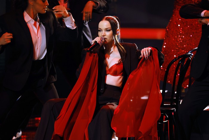 LOS ANGELES, CALIFORNIA - NOVEMBER 20: (EDITORIAL USE ONLY) Dove Cameron performs onstage during the 2022 American Music Awards at Microsoft Theater on November 20, 2022 in Los Angeles, California. (Photo by Kevin Winter/Getty Images)