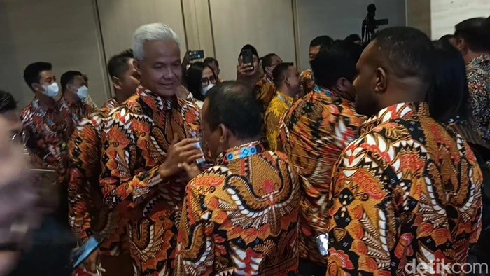 Gubernur Jawa Tengah Ganjar Pranowo di acara Munas HIPMI XVII di Solo, Senin (21/11/2022).
