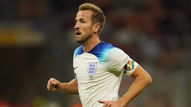 England's Harry Kane with UEFA One Love armband during the UEFA Nations League Group C Match at San Siro Stadium, Italy. Picture date: Friday September 23, 2022. (Photo by Nick Potts/PA Images via Getty Images)