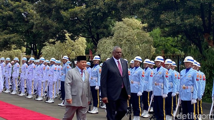 Menhan RI Prabowo Subianto dan Menhan AS Lloyd Austin di Jakarta (Karin Nur Secha/detikcom).