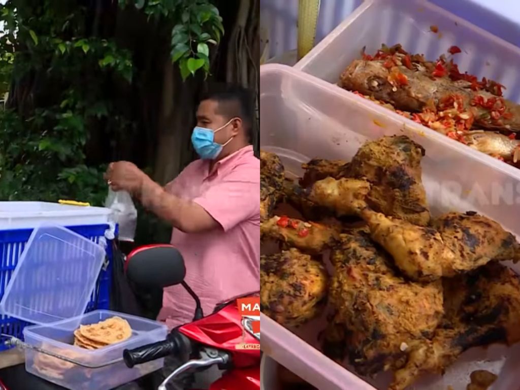 Penjual makanan pakai motor, tawarkan nasi Padang hingga nasi pecel.