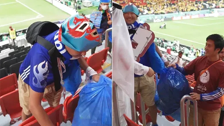 Aksi suporter Jepang Aksi suporter Jepang bersih-bersih stadion di Piala Dunia 2022