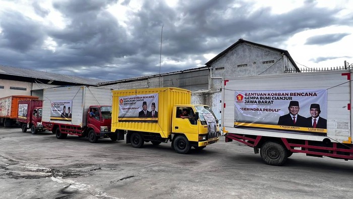 Bantuan Partai Gerindra untuk korban terdampak gempa Cianjur, Jawa Barat.