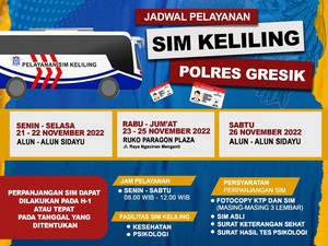 Simak, Lur! Jadwal Mobil SIM Keliling Gresik hingga 26 November 2022