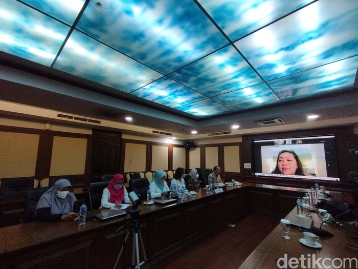 Ketua Tim Independen Pencari Fakta kasus ini, Ratna Batara Munti, di layar proyektor. (Brigitta Belia/detikcom)