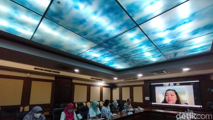 Ketua Tim Independen Pencari Fakta kasus ini, Ratna Batara Munti, di layar proyektor. (Brigitta Belia/detikcom)