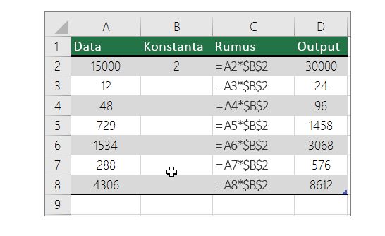 Contoh rumus Microsoft Excel.