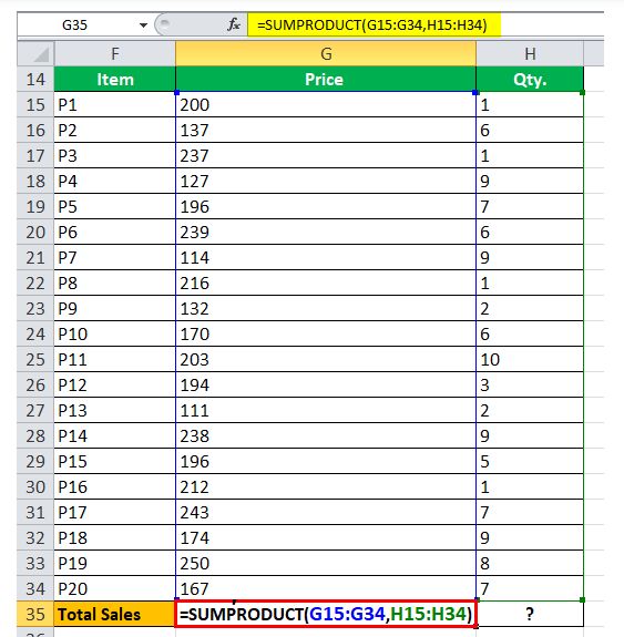 Contoh rumus Microsoft Excel.