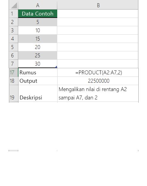 Contoh rumus Microsoft Excel.