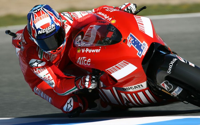 Casey Stoner pakai nomor motor 1 di MotoGP 2008.