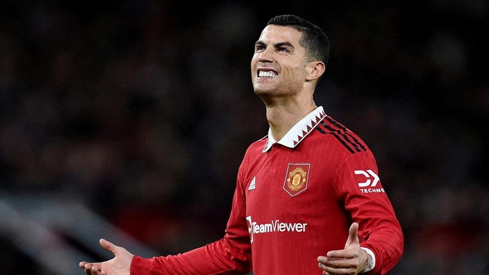 FILE PHOTO: Soccer Football - Premier League - Manchester United v West Ham United - Old Trafford, Manchester, Britain - October 30, 2022 Manchester Uniteds Cristiano Ronaldo reacts REUTERS/Peter Powell/File Photo EDITORIAL USE ONLY. No use with unauthorized audio, video, data, fixture lists, club/league logos or live services. Online in-match use limited to 75 images, no video emulation. No use in betting, games or single club /league/player publications.  Please contact your account representative for further details