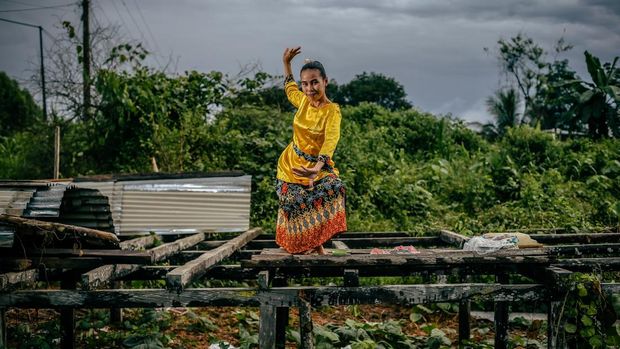 Suasana pemukiman Suku Balik di Kecamatan Sepaku, Kabupaten Penajam Paser Utara, Kalimantan Timur.