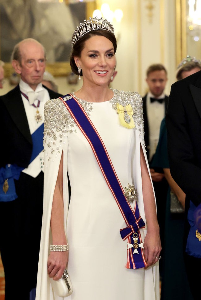 Penampilannya di perjamuan negara ini menandai kali pertama dia memakai tiara sebagai Princess of Wales. Foto: Chris Jackson/Getty Images