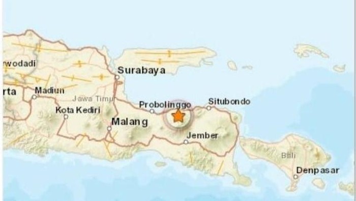 Lokasi gempa Probolinggo Rabu 23 November