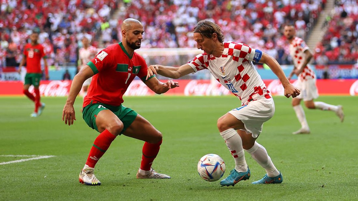 Laga Piala Dunia 2022 antara Maroko vs Kroasia masih 0-0 di babak pertama. (Foto: Getty Images/Michael Steele)