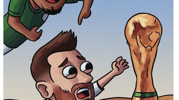 Lionel Messi dan Argentina ternyata tidak berdaya di hadapan Arab Saudi yang sebelumnya sering jadi bulan-bulanan di Piala Dunia. Foto: Twitter