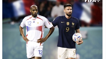 Giroud bersandingan dengan Henry sebagai pencetak gol terhebat Perancis. Foto: Twitter