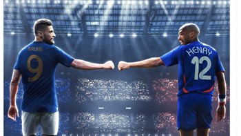 Ternyata kemampuan Giroud mencetak gol mampu menandingi Henry sang legenda. Foto: Twitter