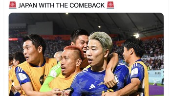 Jepang berhasil comeback dan menang setelah ketinggalan 0-1. Foto: Twitter