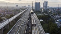 Foto udara depo Light Rail Transit (LRT) di Jatimulya, Kabupaten Bekasi, Jawa Barat, Selasa (22/11/2022). Foto: ANTARA FOTO/Fakhri Hermansyah