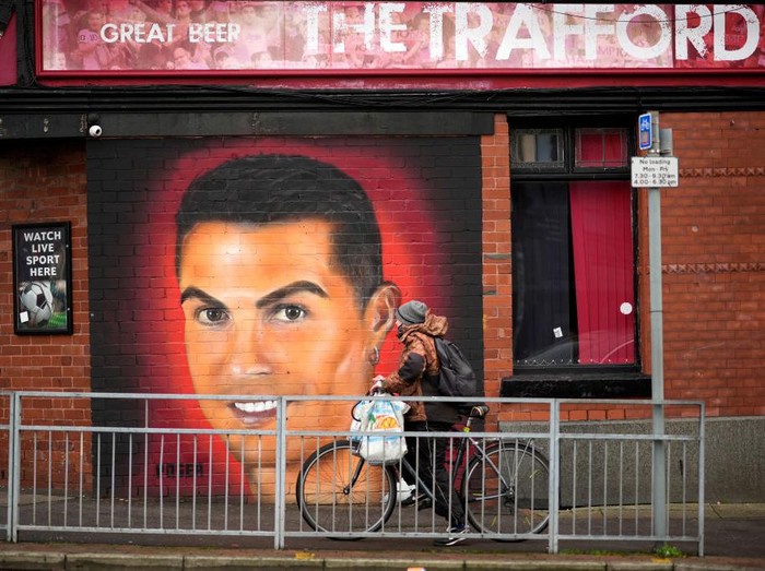 MANCHESTER, ENGLAND - NOVEMBER 23: An aerial view of Old Trafford Stadium, the home of Manchester United Football Club on November 23, 2022 in Manchester, England. Yesterday, the club released a statement indicating that the Glazer family who are majority owners of the club said they will 