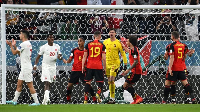 DOHA, QATAR - NOVEMBER 23: Michy Batshuayi of Belgium celebrates as he scores the goal during the FIFA World Cup Qatar 2022 Group F match between Belgium and Canada at Ahmad Bin Ali Stadium on November 23, 2022 in Doha, Qatar. (Photo by Stefan Matzke - sampics/Corbis via Getty Images)