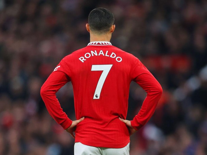 MANCHESTER, ENGLAND - OCTOBER 30: Cristiano Ronaldo of Manchester United during the Premier League match between Manchester United and West Ham United at Old Trafford on October 30, 2022 in Manchester, England. (Photo by James Gill - Danehouse/Getty Images)