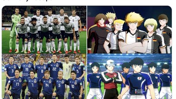Mungkin seperti ini warga Jepang melihat pertandingan semalam, bukan orang melainkan anime. Foto: Twitter