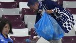 Aksi Bersih-bersih Suporter Jepang di Stadion Piala Dunia