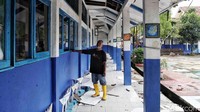 Bangunan SMPN 5 Cianjur mengalami kerusakan parah akibat gempa pada Senin lalu.