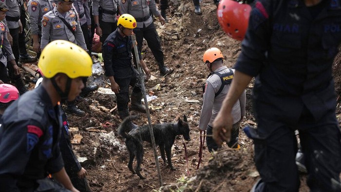 Pencarian korban gempa Cianjur terus dilakukan. Selain SAR gabungan, pencarian itu juga mengerahkan anjing pelacak.
