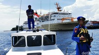 Patroli polisi air Tidore juga ikut mengamankan wilayah perairan Sail Tidore.