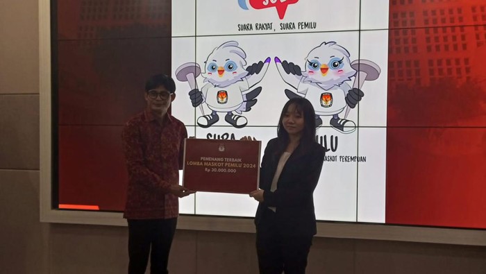 KPU umumkan pemenang lomba maskot Pemilu 2024. Maskot itu bernama Sura dan Sulu