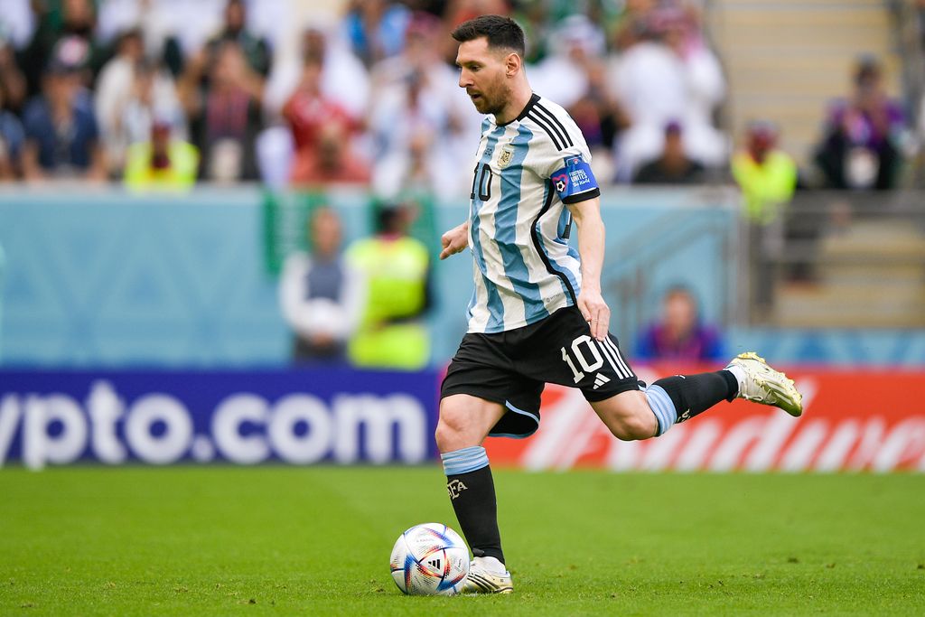 LUSAIL CITY, QATAR - NOVEMBER 22: Lionel Messi of Argentina takes a penalty during the Group C - FIFA World Cup Qatar 2022 match between Argentina and Saudi Arabia at the Lusail Stadium on November 22, 2022 in Lusail City, Qatar (Photo by Pablo Morano/BSR Agency/Getty Images)