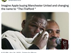 Meme Kocak MU Dibeli Apple, Logo Setan Merah Jadi Kroak