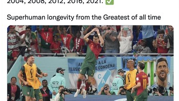 Selain di Piala Dunia, performa Ronaldo di Piala Eropa juga sangat dahsyat. Foto: Twitter