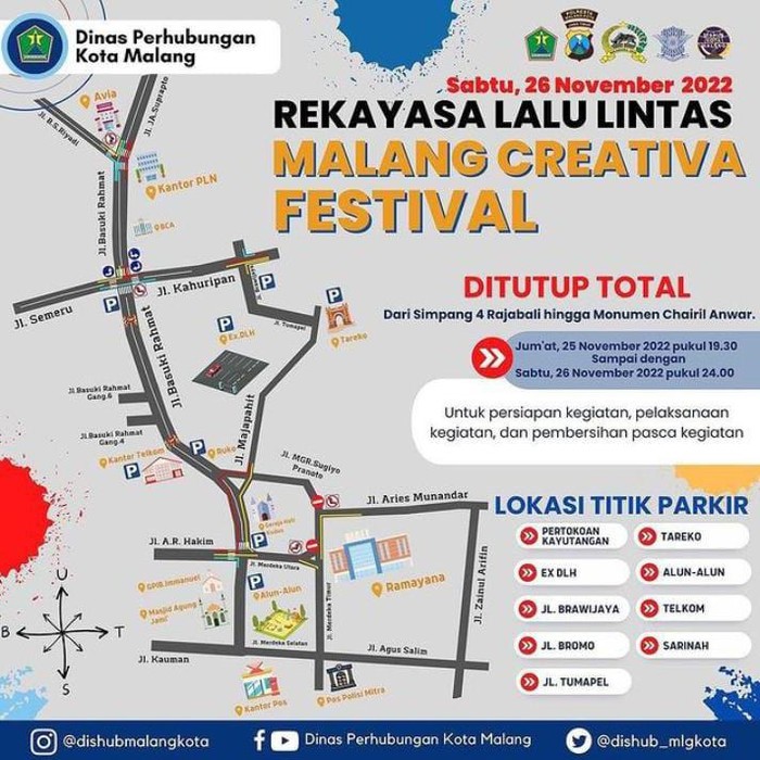 Rute rekayasa lalu lintas Malang Creative Fest