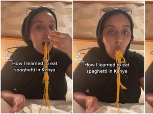 Unik! Cara Orang di Kenya Makan Spaghetti Ini Jadi Viral