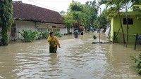 Tingginya banjir di Bojonegoro/Foto: Ainur Rofiq/detikJatim