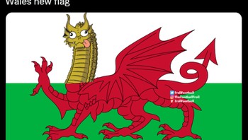 Usah kalah dari Iran, bendera negara Wales ganti. Foto: (Twitter).