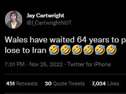 Iran Menang dari Wales 2-0, Fans Iran: Where is Gareth Bale?