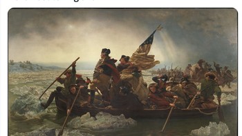 Amerika tidak pernah kalah dari Inggris, sebut akun ini, sembari memajang lukisan perang kemerdekaan AS lawan Inggris. Foto: Twitter