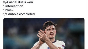 Ini adalah statistik impresif Maguire saat melawan AS tadi. Foto: Twitter
