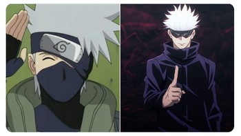 Netizen berkreasi dengan sosok rambut putih pilihannya. Ada Hatake Kakashi dan Gojo Satoru. Foto: (Twitter)