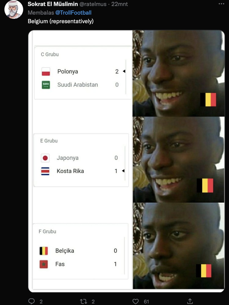 Meme Belgia vs Maroko Piala Dunia 2022