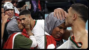 Doa ibu untuk perjuangan Maroko saat pertandingan. Foto: Twitter