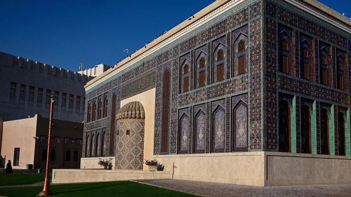 View of the Katara mosque in Doha on November 16, 2022, ahead of the Qatar 2022 World Cup football tournament. (Photo by MANAN VATSYAYANA / AFP) (Photo by MANAN VATSYAYANA/AFP via Getty Images)