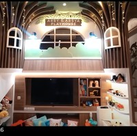 Masuk ke bagan dalam barulah terlihat playhouse milik Arsy dan Arsya. Playhouse tersebut sendiri memiliki tema jungle, berbeda dari sisi depan ruangan playground Arsy dan Arsya yang bertema Princess. Foto: YouTube/The Hermansyah A6