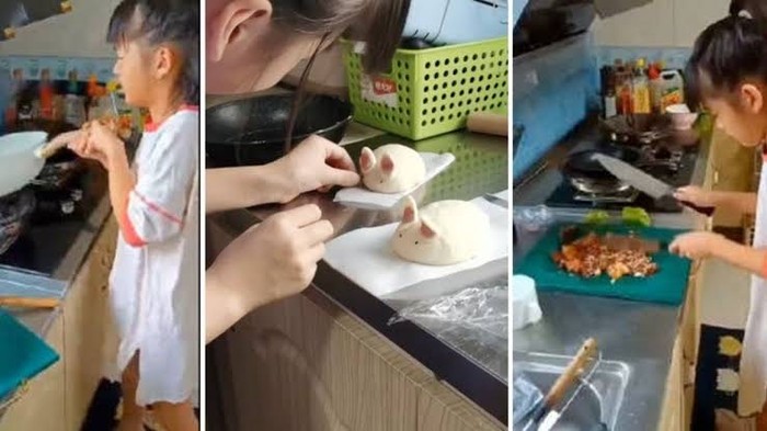 Bocah 9 tahun jago memasak hidangan khas China dan Barat, serta bikin roti.