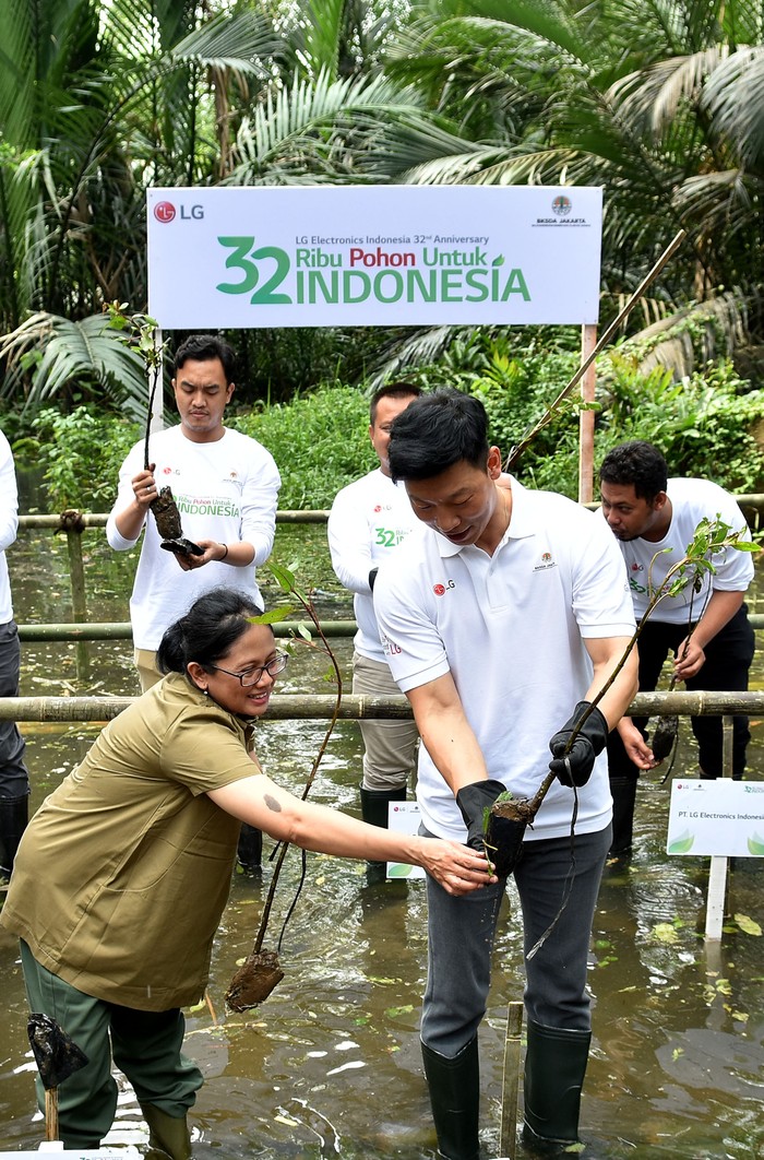 Hijaukan Bumi dengan Tanam 32 Ribu Pohon PT. LG Electronics Indonesia (LG) melakukan aksi penanaman 32 ribu pohon tepat dihari jadinya 32 tahun pabrikan elektronik asal Korea Selatan beroperasi di Indonesia.
Penanaman pohon ini juga menjadi bukti peduli perusahaan akan bumi dan lingkungan yang lebih baik. Nota kesepahaman itu diteken bersama dengan BKSDA Jakarta Bertempat di Suaka Marga Satwa Muara Angke, Jakarta.
